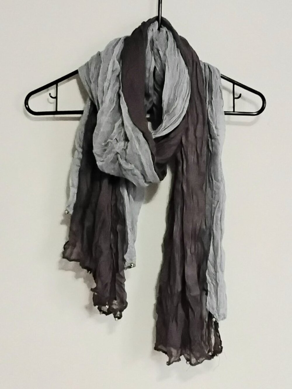 3/$25 Beautiful 72" Grey on Grey Scarf/Wrap with Gold Ball Accents NWOT!!